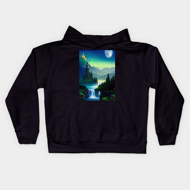 Mountain Landscape Kids Hoodie by Prilidiarts